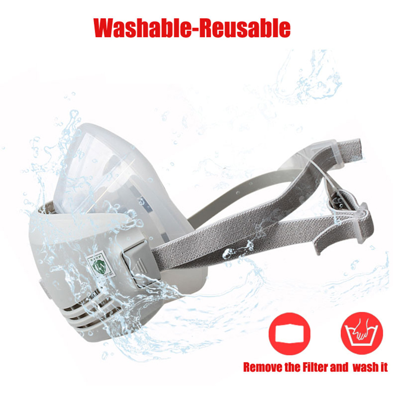 Respirator Half Face - Silicone Dust-proof Gas Mask Respirator With