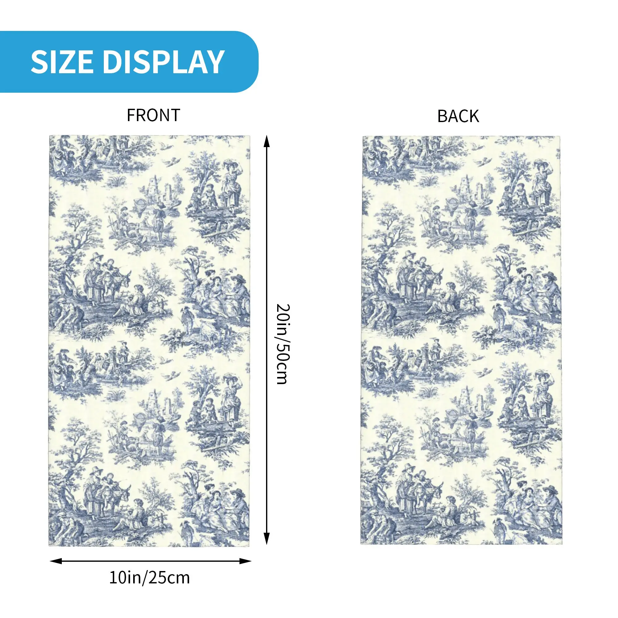 New Powder Blue French Toile P - Neck Gaiter Face Cover 评论和价格